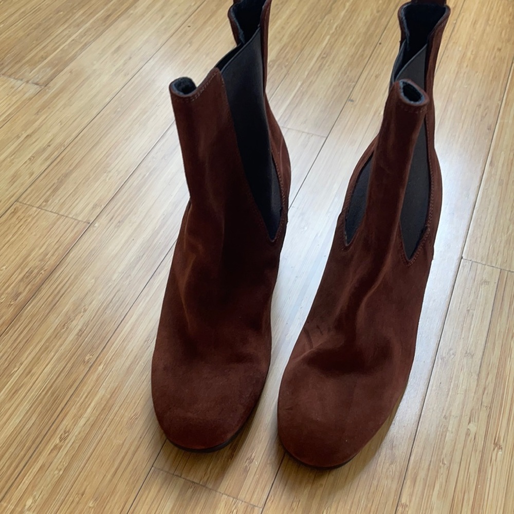 Barneys new york brown suede chelsea ankle boots